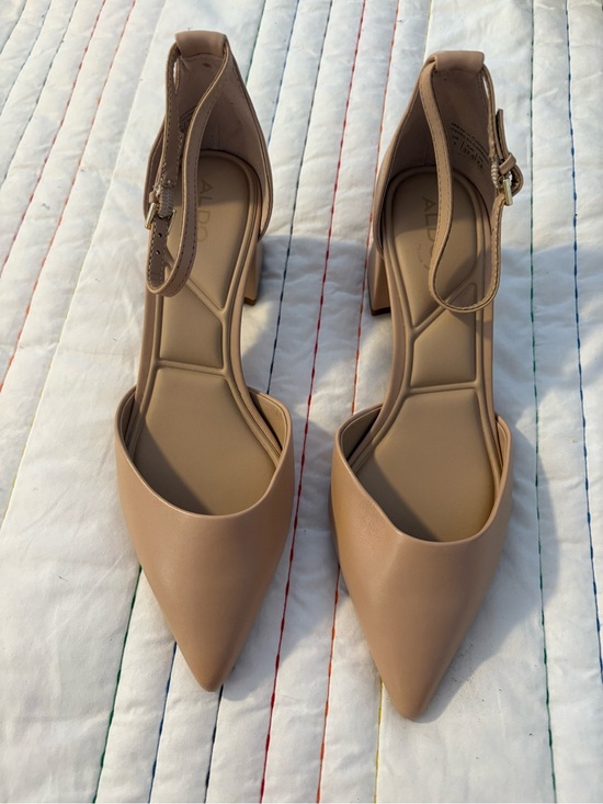 Aldo Shoes - ALDO Beige Pointed Toe Ankle Strap Heels